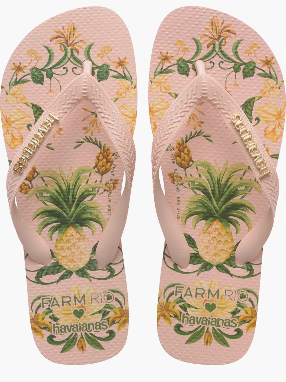Havaianas X Farm Rio Pink Pineapple Floral Flip Flops